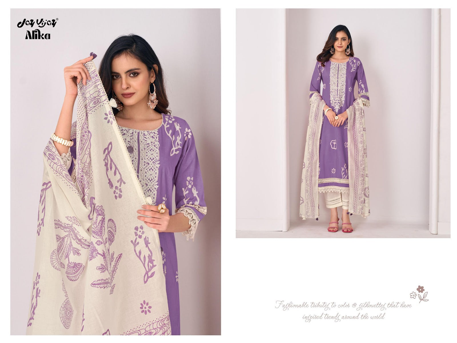 Alika 3276 Jay Vijay Pure Cotton Pant Style Suits Supplier Gujarat