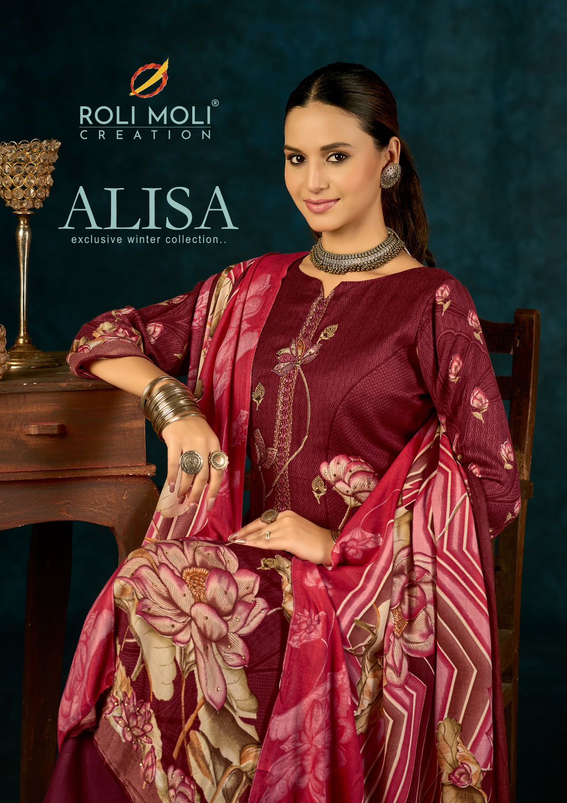 Alisa Roli Moli Viscose Pashmina Suits Supplier