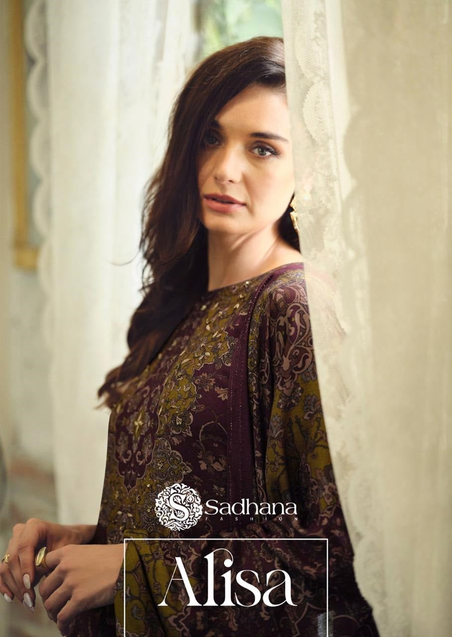 Alisa Sadhana Pure Viscose Pashmina Suits Wholesale Price
