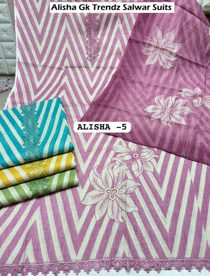 Alisha Gk Trendz Cotton Linen Salwar Suits Wholesaler Ahmedabad