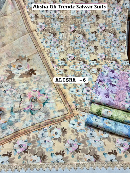Alisha Gk Trendz Cotton Linen Salwar Suits Wholesaler Ahmedabad
