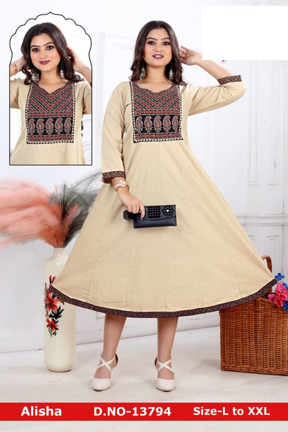 Alisha Jnx Cotton Anarkali Kurtis Manufacturer