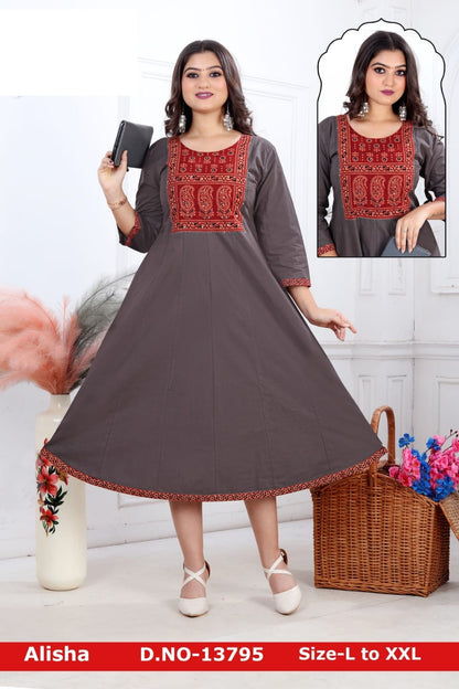 Alisha Jnx Cotton Anarkali Kurtis Manufacturer