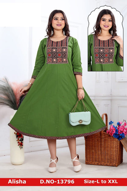 Alisha Jnx Cotton Anarkali Kurtis Manufacturer