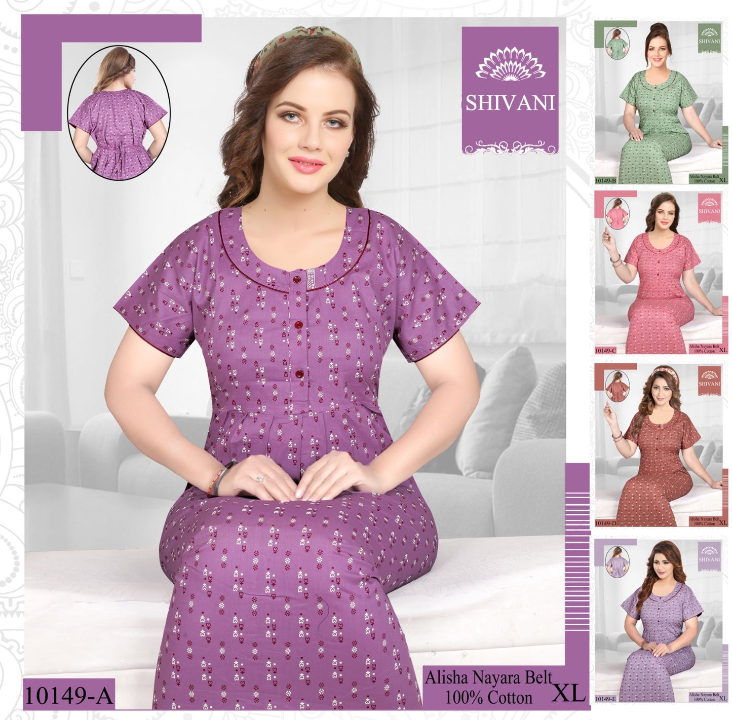 Alisha Nayara Shivani Cotton Night Gowns Exporter Ahmedabad