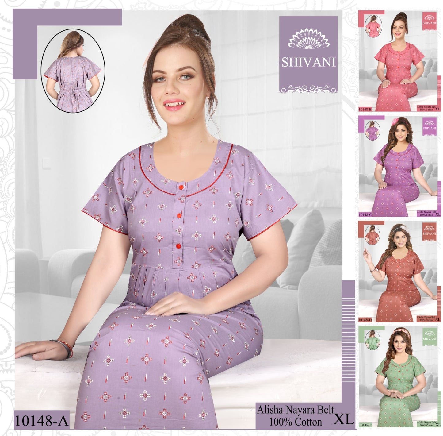 Alisha Nayara Shivani Cotton Night Gowns Exporter Ahmedabad