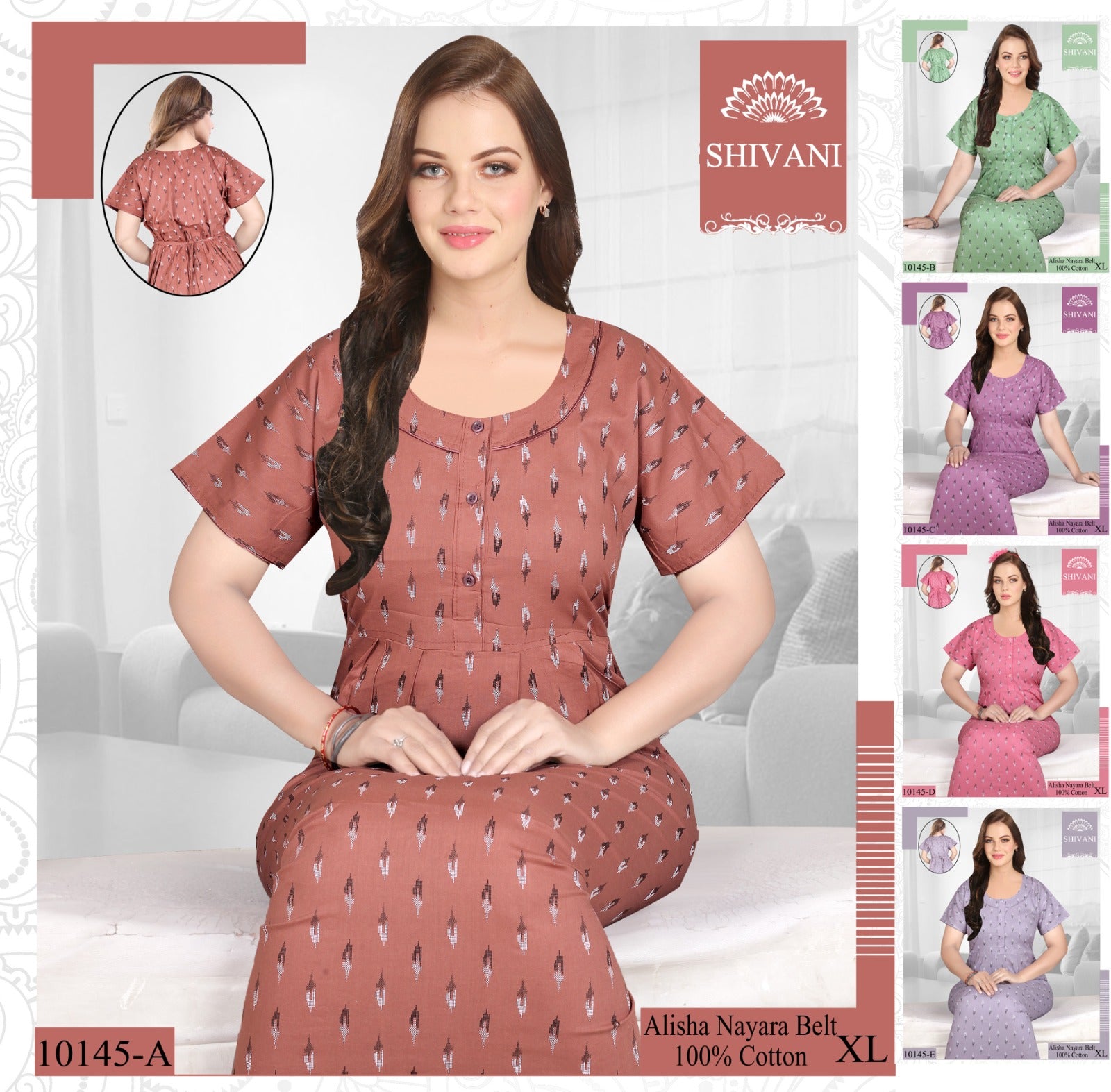 Alisha Nayara Shivani Cotton Night Gowns Exporter Ahmedabad