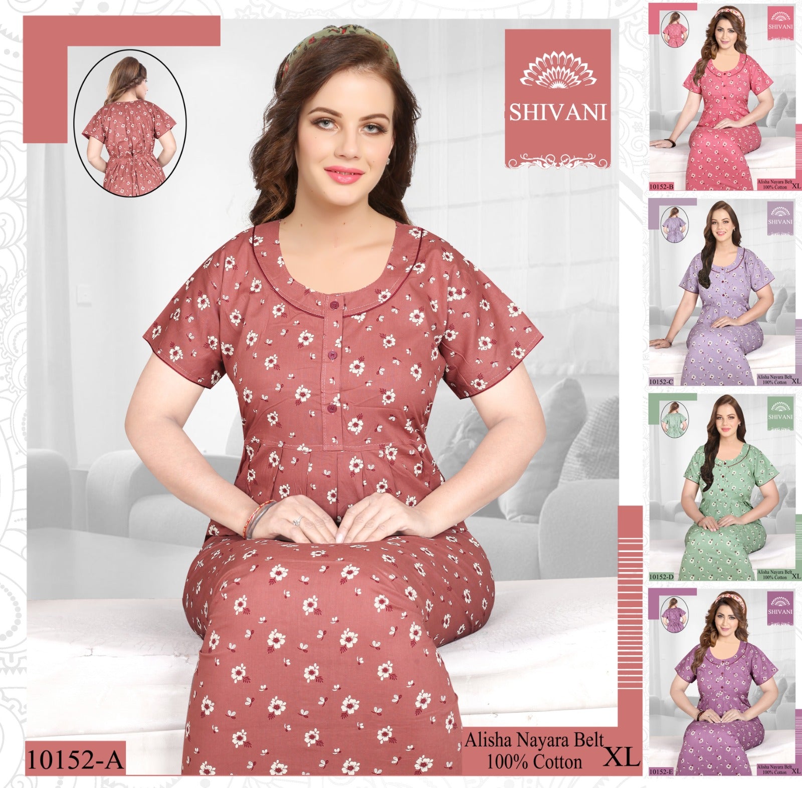 Alisha Nayara Shivani Cotton Night Gowns Exporter Ahmedabad