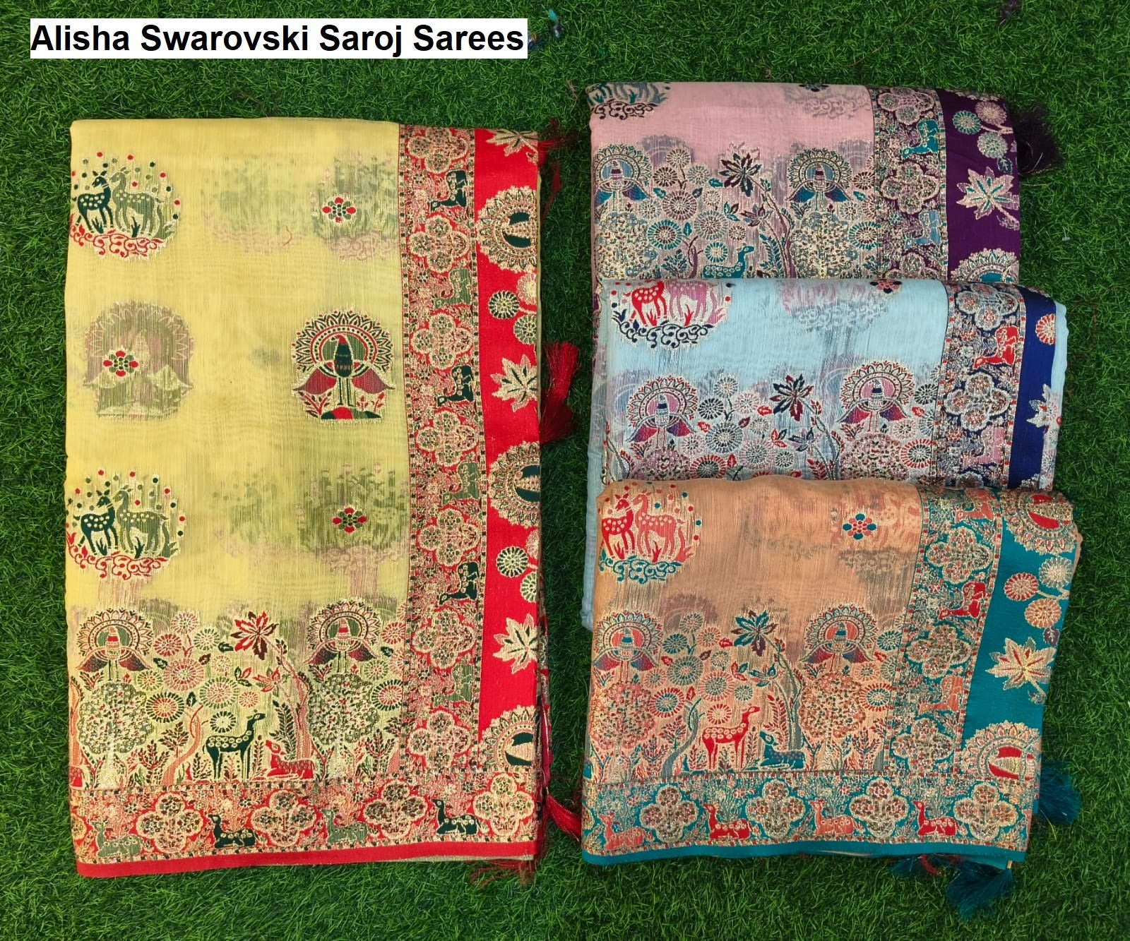 Alisha Swarovski Saroj Soft Linen Sarees Wholesale Price