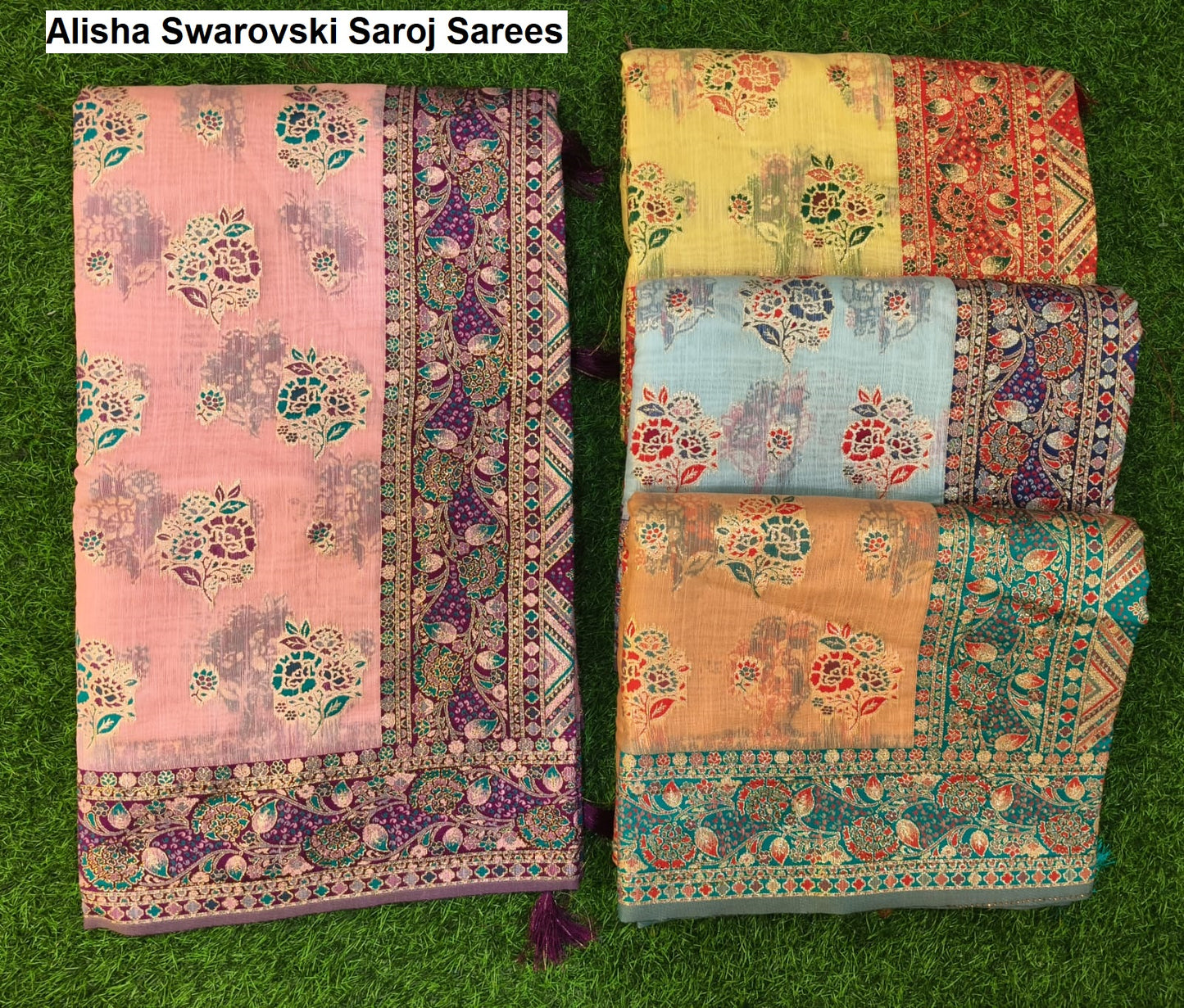 Alisha Swarovski Saroj Soft Linen Sarees Wholesale Price