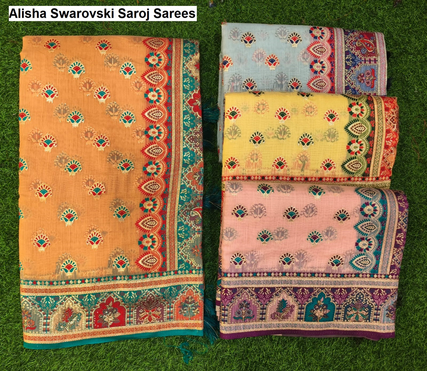 Alisha Swarovski Saroj Soft Linen Sarees Wholesale Price