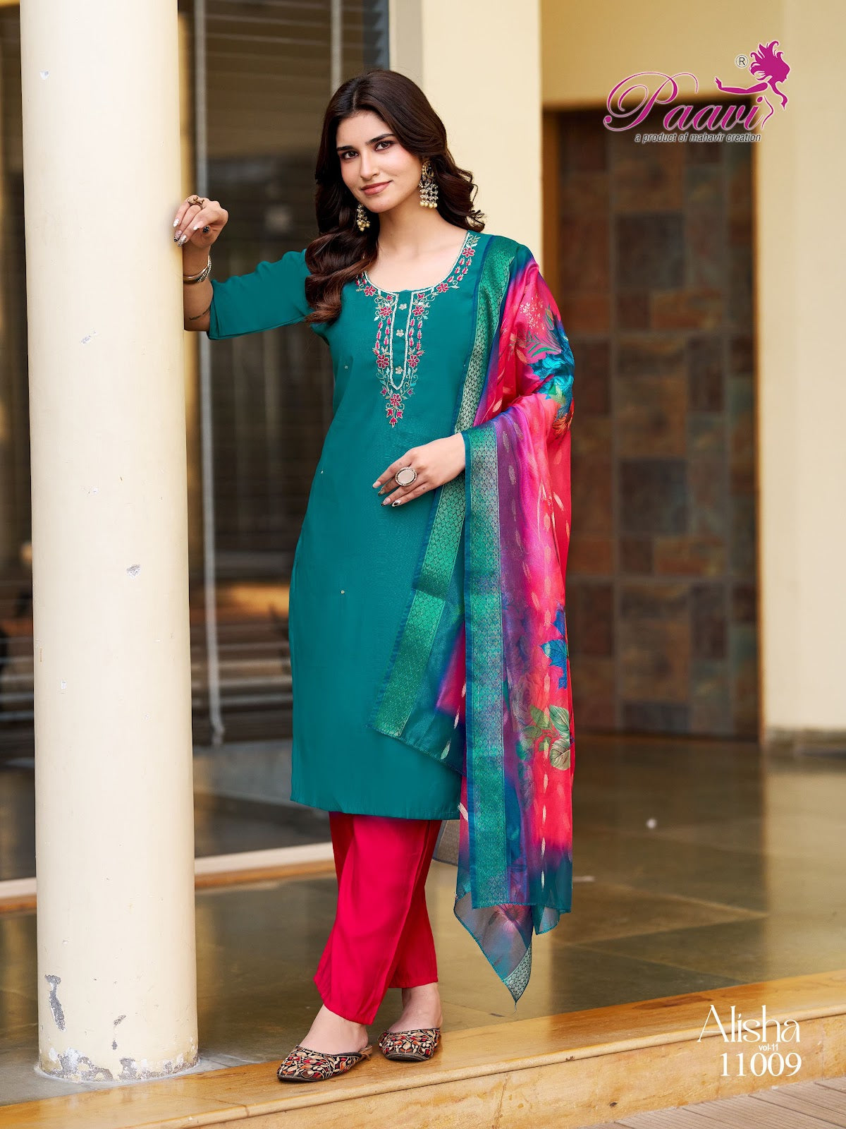 Alisha Vol 11 Paavi Roman Readymade Pant Style Suits Exporter India