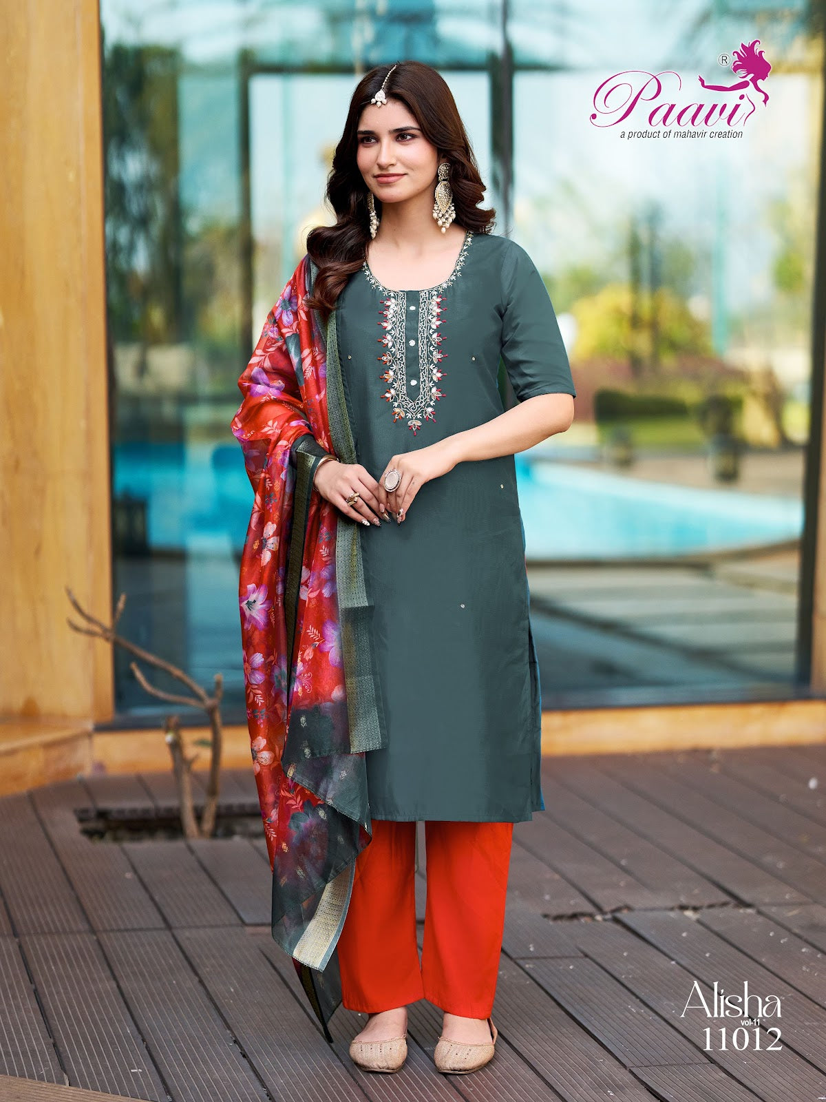 Alisha Vol 11 Paavi Roman Readymade Pant Style Suits Exporter India