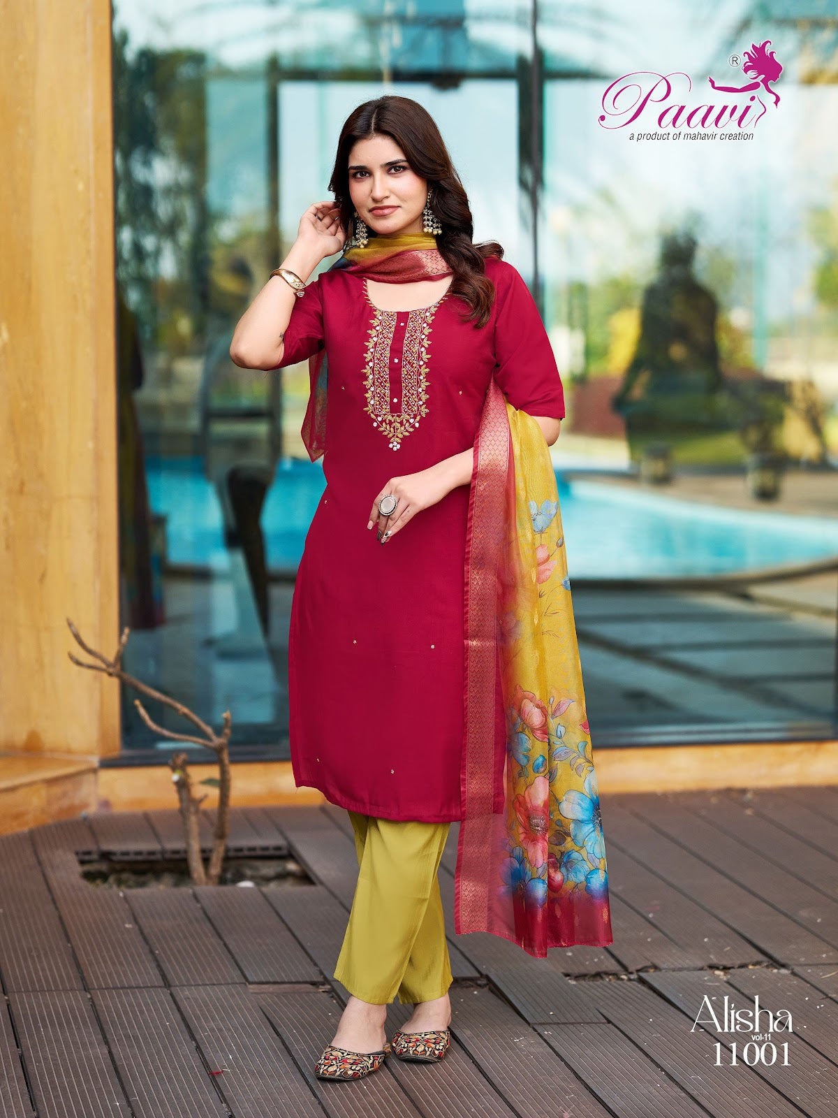 Alisha Vol 11 Paavi Roman Readymade Pant Style Suits Exporter India