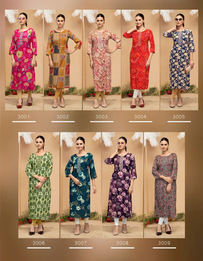 Alisha Vol 3 Radhika Lifestyle Liva Reyon Long Kurtis Wholesale Price