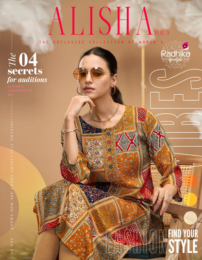 Alisha Vol 3 Radhika Lifestyle Liva Reyon Long Kurtis Wholesale Price