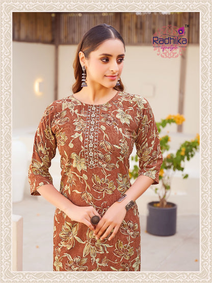Alisha Vol 5 Radhika Lifestyle Reyon Straight Cut Kurtis Wholesale