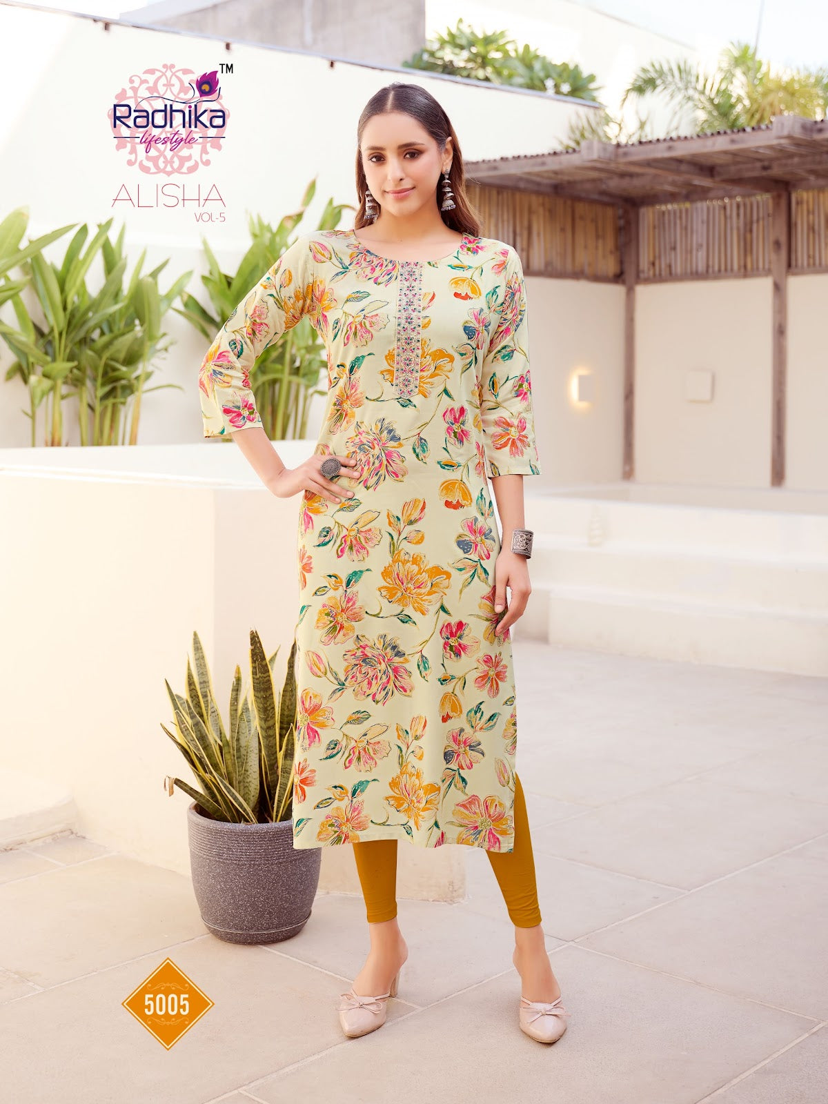 Alisha Vol 5 Radhika Lifestyle Reyon Straight Cut Kurtis Wholesale