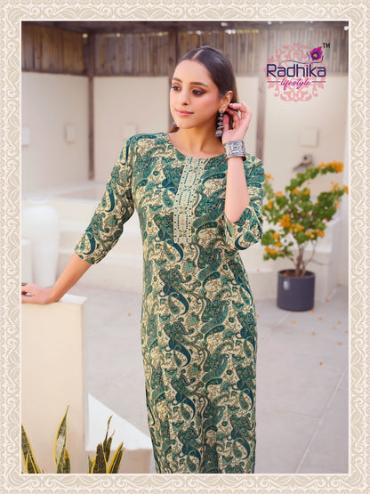 Alisha Vol 5 Radhika Lifestyle Reyon Straight Cut Kurtis Wholesale