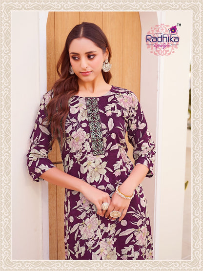 Alisha Vol 5 Radhika Lifestyle Reyon Straight Cut Kurtis Wholesale