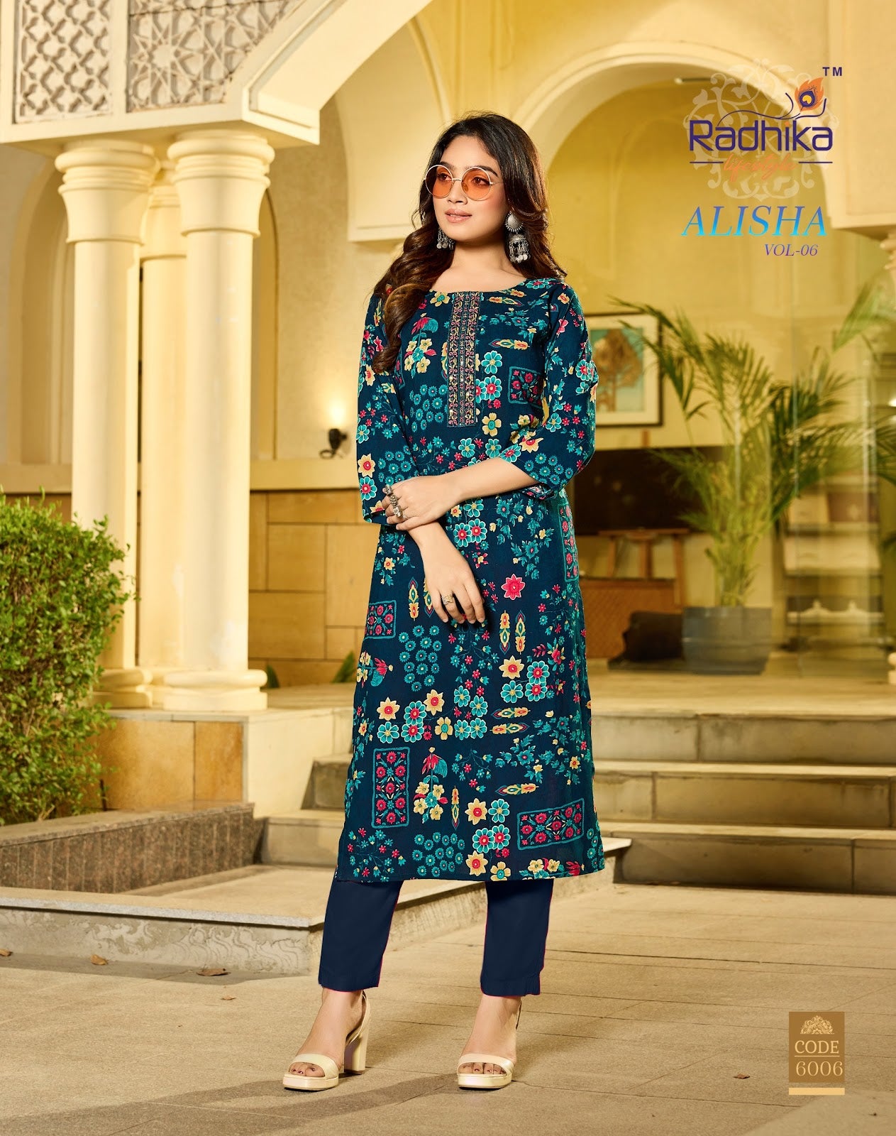 Alisha Vol 6 Radhika Lifestyle Liva Reyon Straight Cut Kurtis Supplier