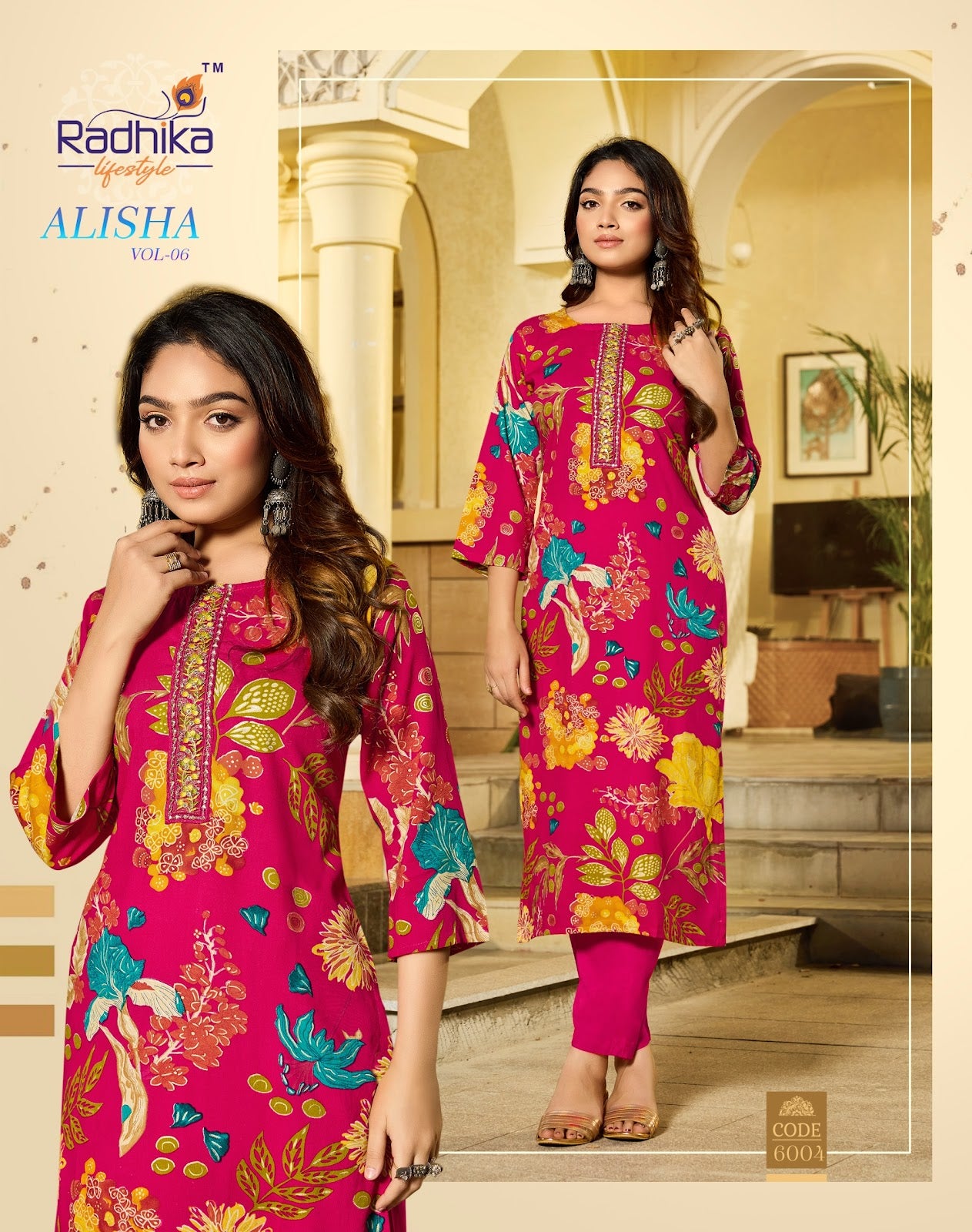 Alisha Vol 6 Radhika Lifestyle Liva Reyon Straight Cut Kurtis Supplier
