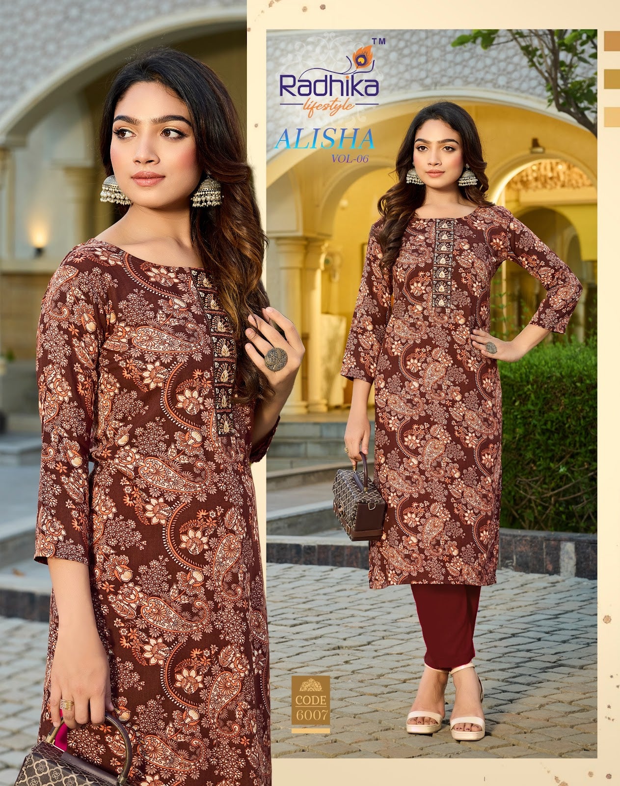 Alisha Vol 6 Radhika Lifestyle Liva Reyon Straight Cut Kurtis Supplier