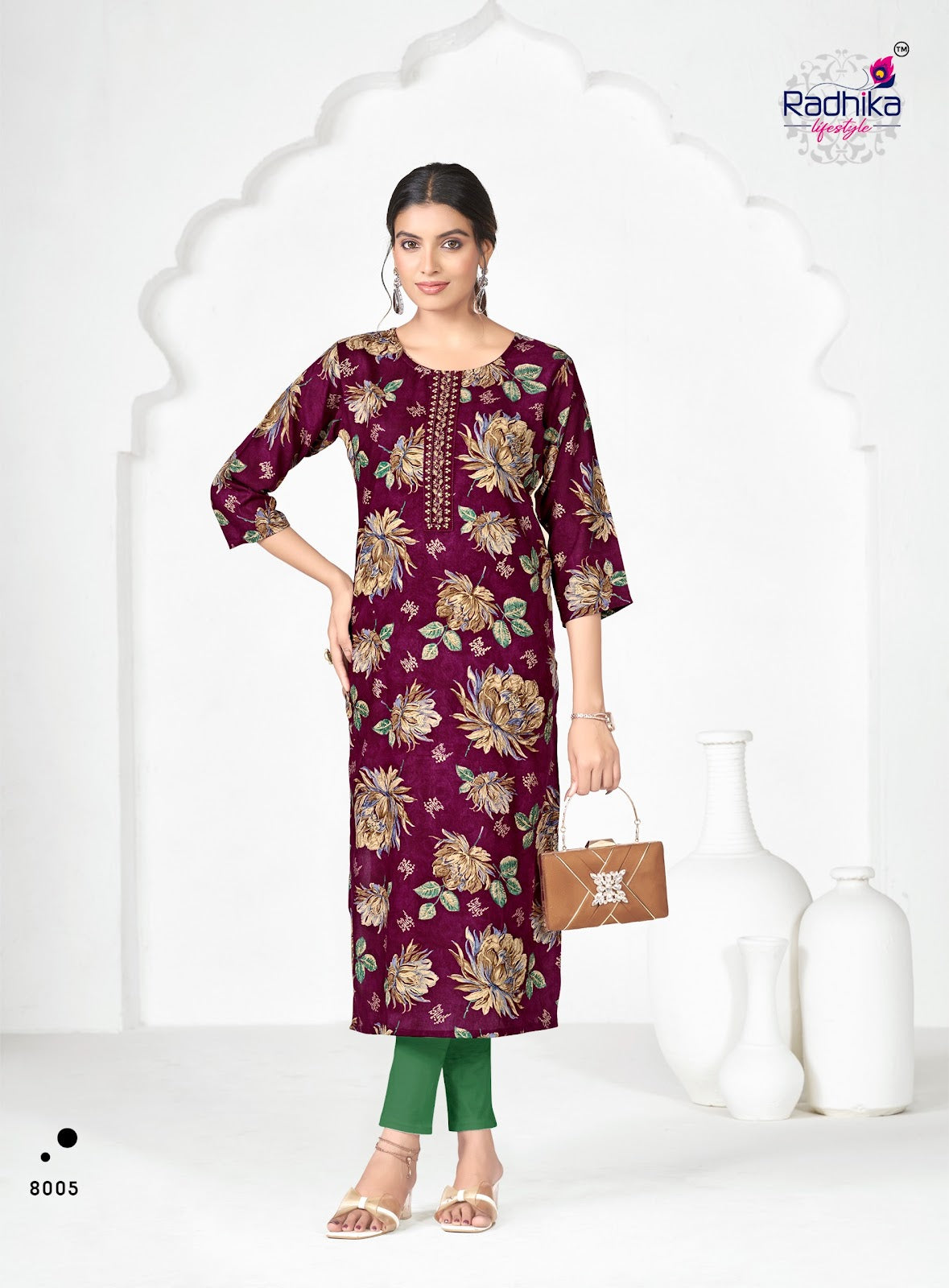 Alisha Vol 8 Radhika Lifestyle Liva Long Straight Kurti Exporter
