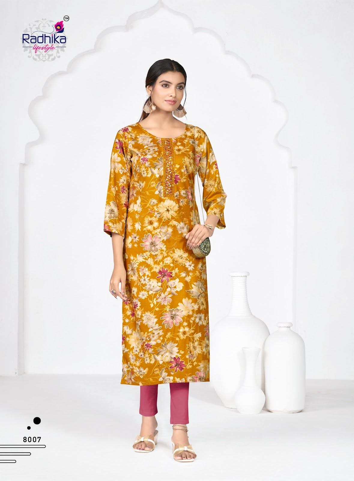 Alisha Vol 8 Radhika Lifestyle Liva Long Straight Kurti Exporter
