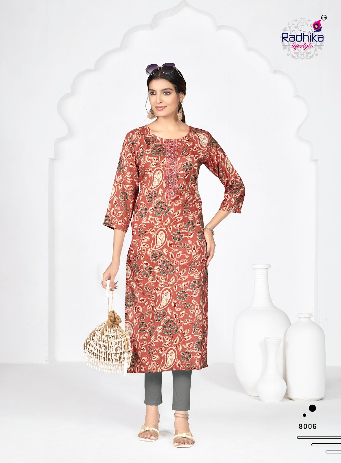 Alisha Vol 8 Radhika Lifestyle Liva Long Straight Kurti Exporter