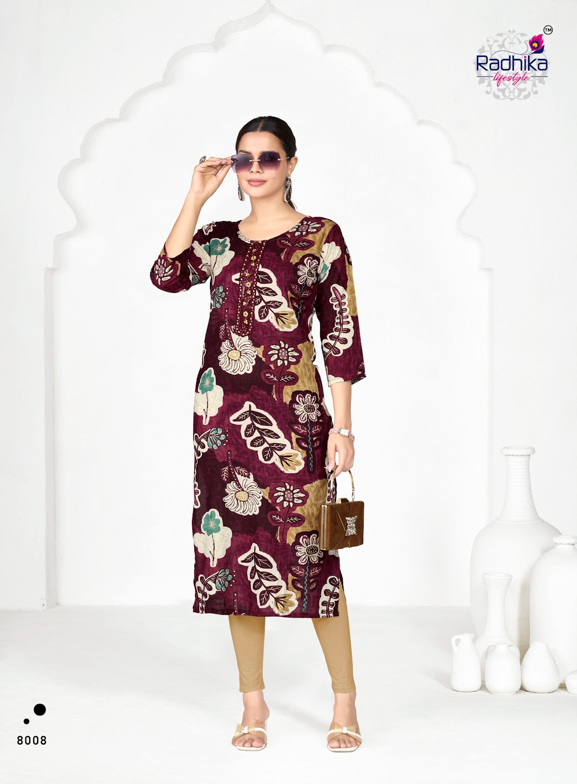 Alisha Vol 8 Radhika Lifestyle Liva Long Straight Kurti Exporter