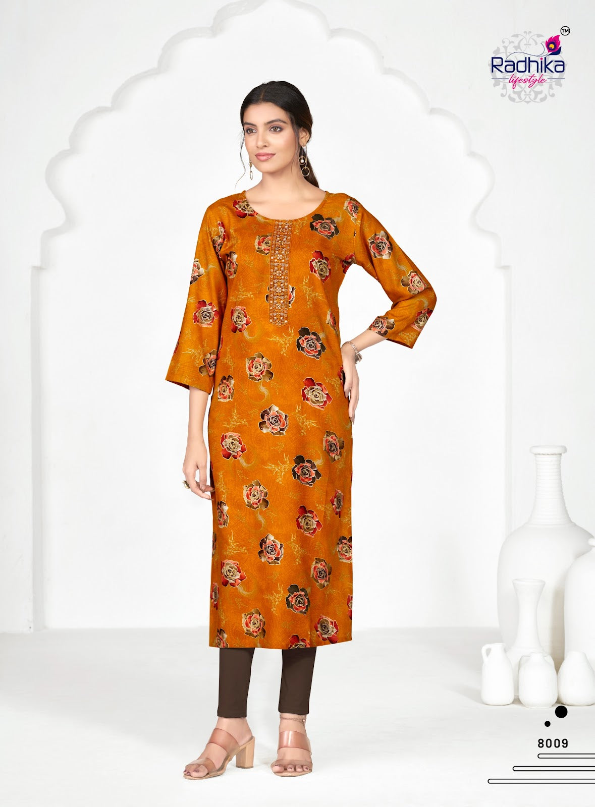 Alisha Vol 8 Radhika Lifestyle Liva Long Straight Kurti Exporter