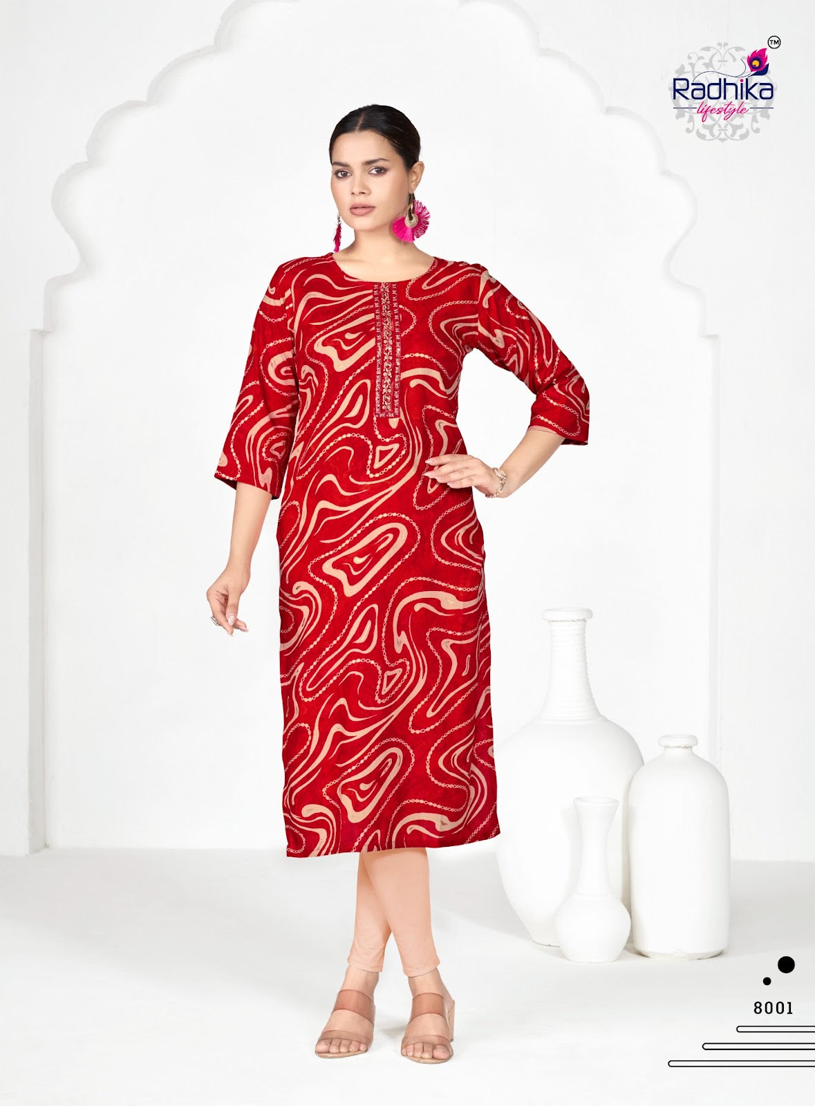 Alisha Vol 8 Radhika Lifestyle Liva Long Straight Kurti Exporter