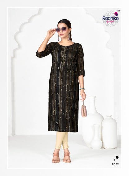 Alisha Vol 8 Radhika Lifestyle Liva Long Straight Kurti Exporter
