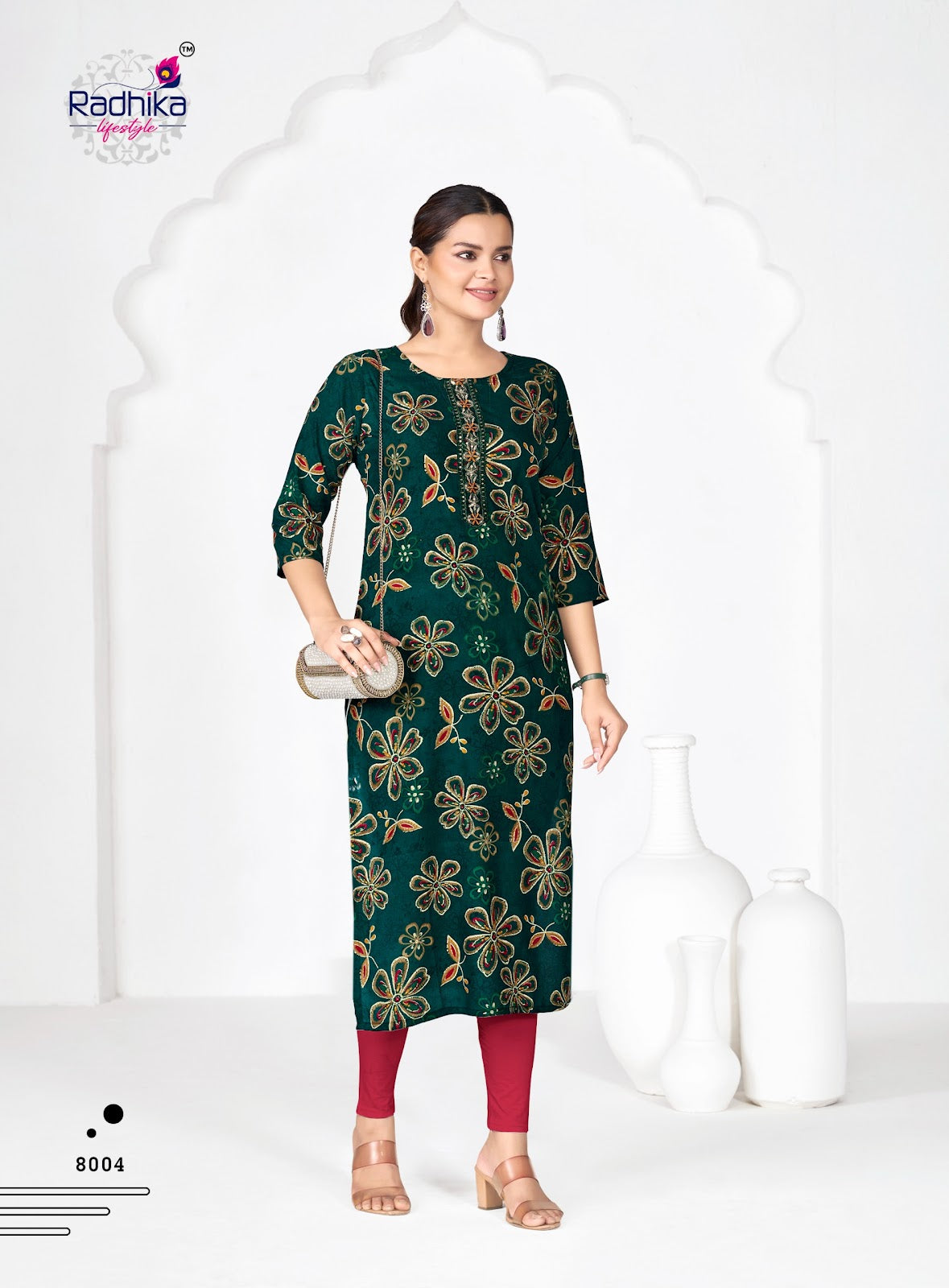 Alisha Vol 8 Radhika Lifestyle Liva Long Straight Kurti Exporter