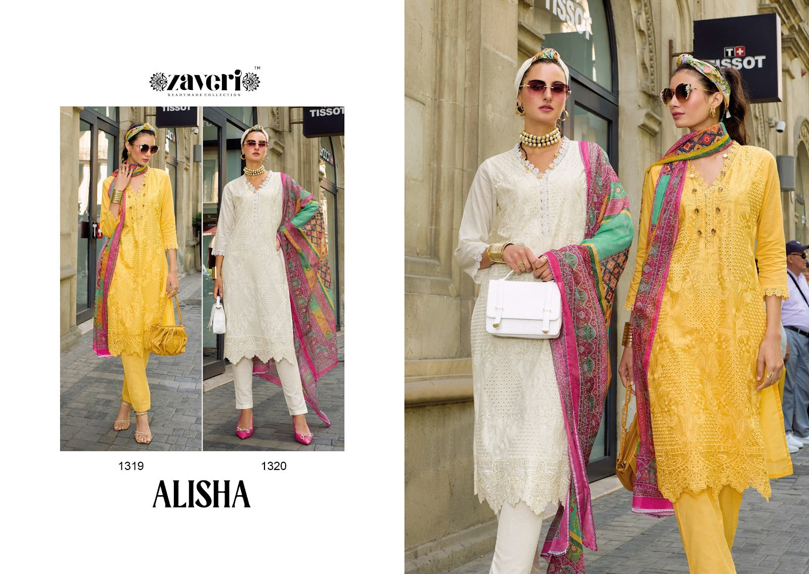 Alisha Zaveri Cotton Readymade Pant Style Suits Wholesale Price