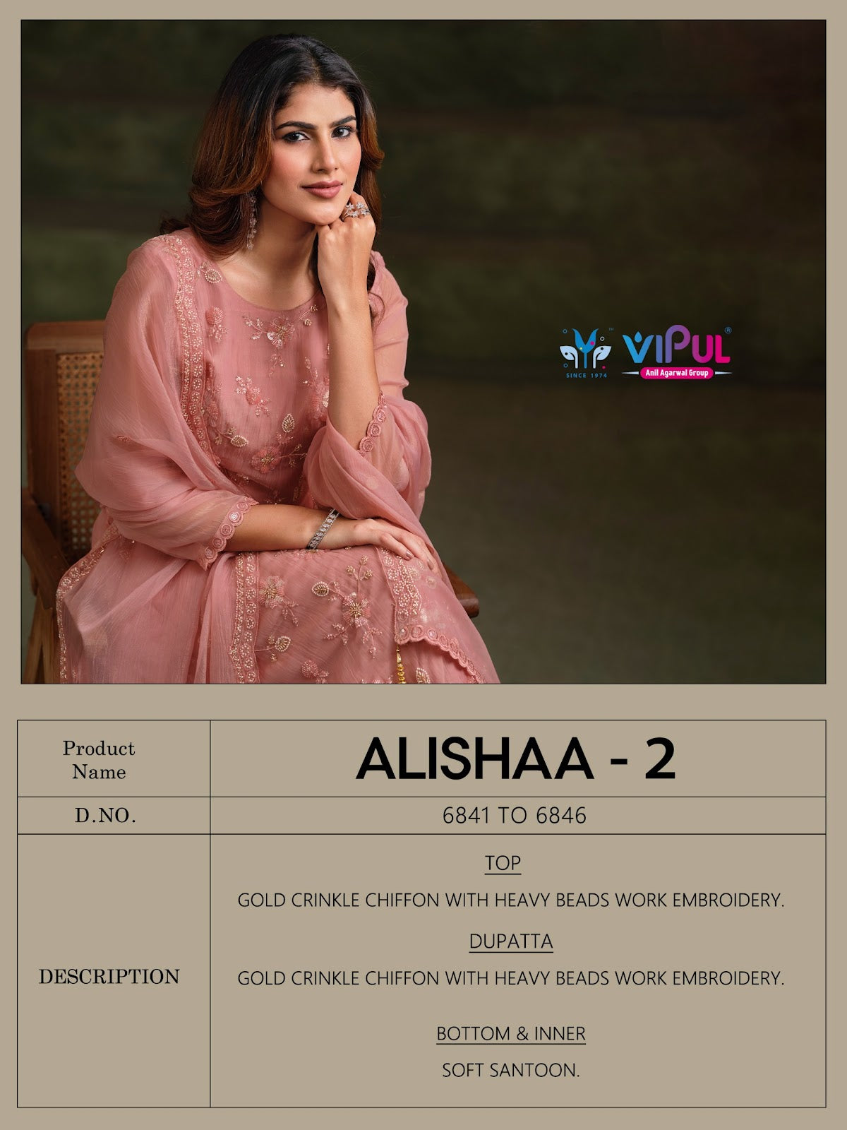 Alishaa Vol 2 Vipul Chiffon Pant Style Suits Wholesale Price