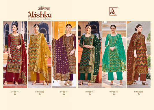 Alishka Alok Jacquard Pant Style Suits Supplier Gujarat