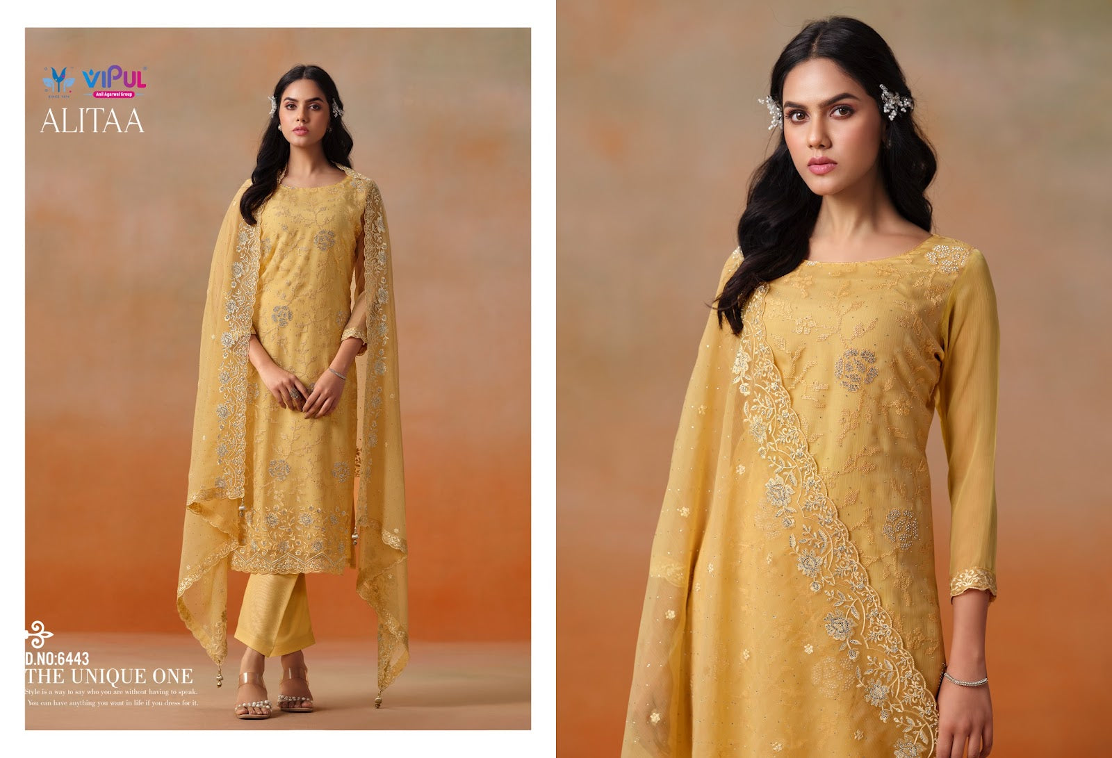 Alitaa Vipul Chiffon Pant Style Suits Manufacturer Ahmedabad