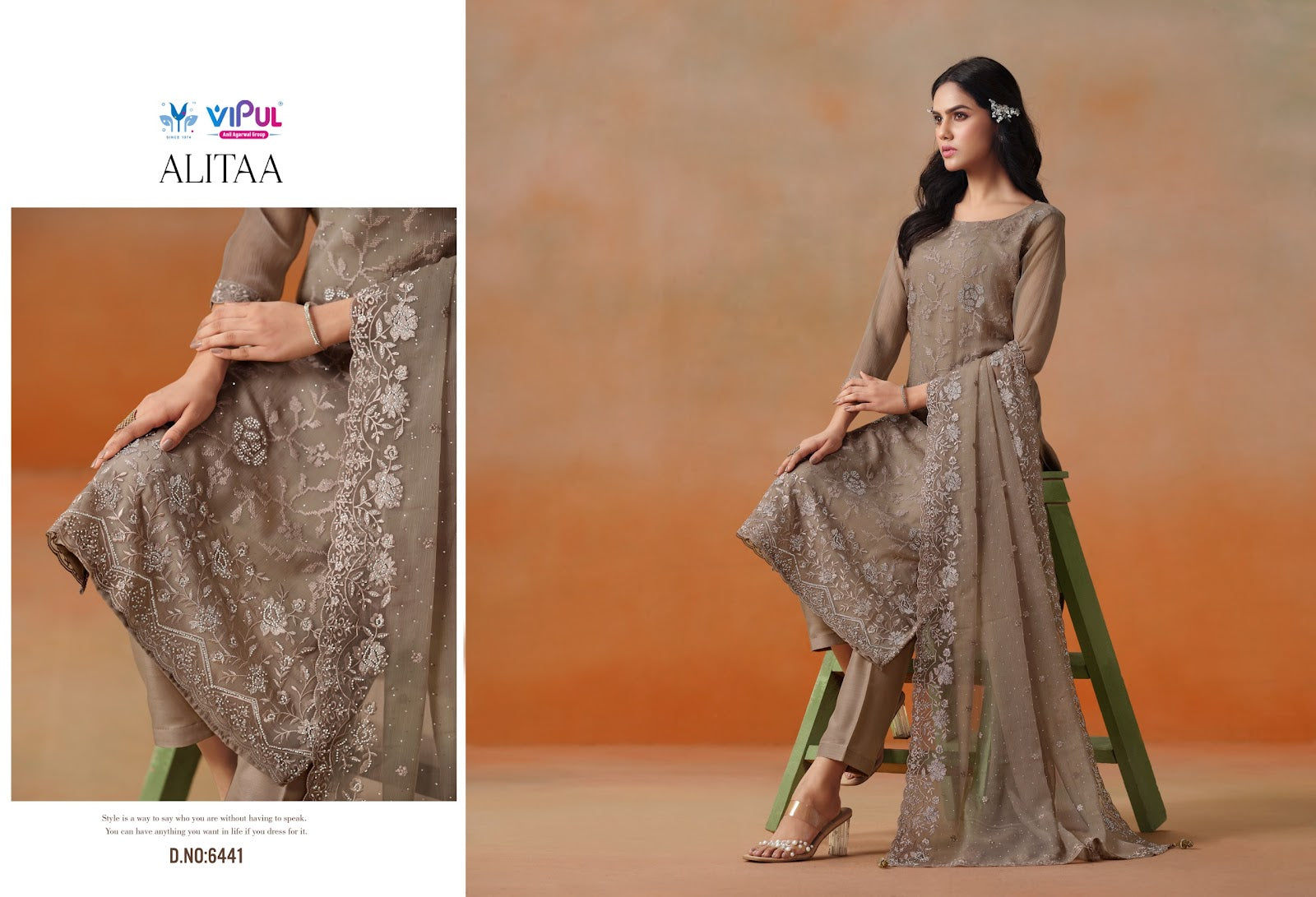 Alitaa Vipul Chiffon Pant Style Suits Manufacturer Ahmedabad