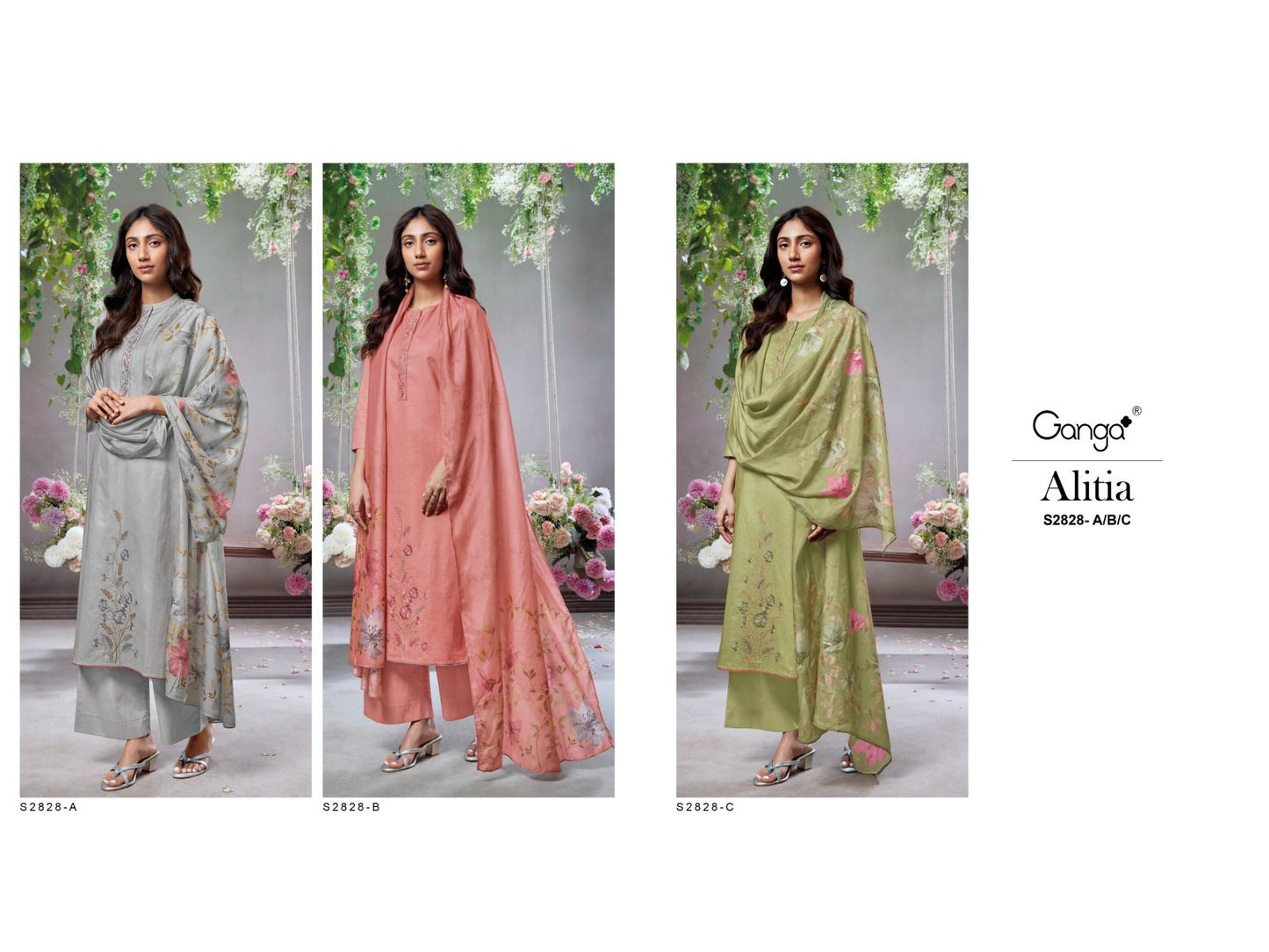 Alitia S2828 Ganga Cotton Plazzo Style Suits Wholesaler Ahmedabad