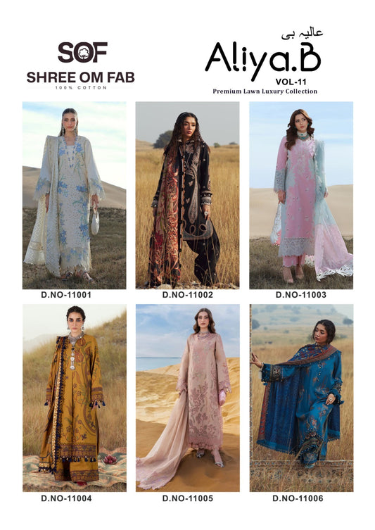 Aliya B Vol 11 Shree Om Cotton Karachi Salwar Suits Manufacturer