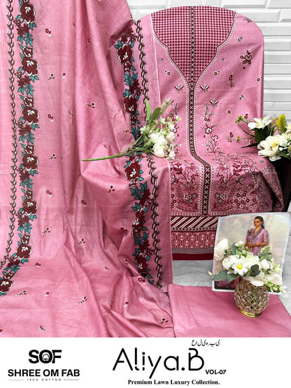 Aliya B Vol 7 Shree Om Lawn Karachi Salwar Suits Manufacturer Ahmedabad