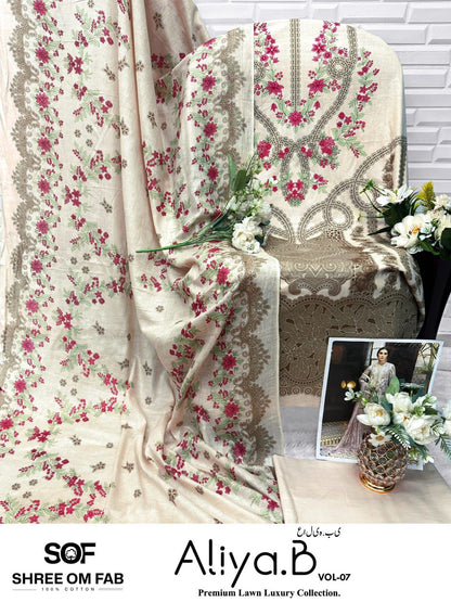 Aliya B Vol 7 Shree Om Lawn Karachi Salwar Suits Manufacturer Ahmedabad