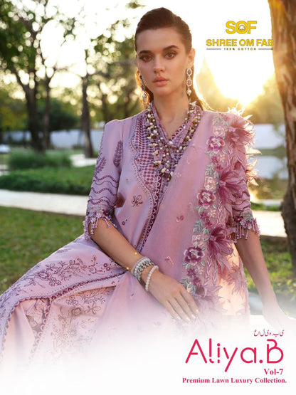 Aliya B Vol 7 Shree Om Lawn Karachi Salwar Suits Manufacturer Ahmedabad
