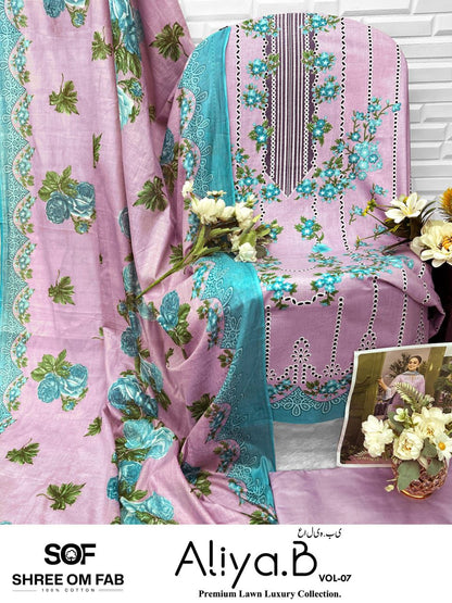 Aliya B Vol 7 Shree Om Lawn Karachi Salwar Suits Manufacturer Ahmedabad