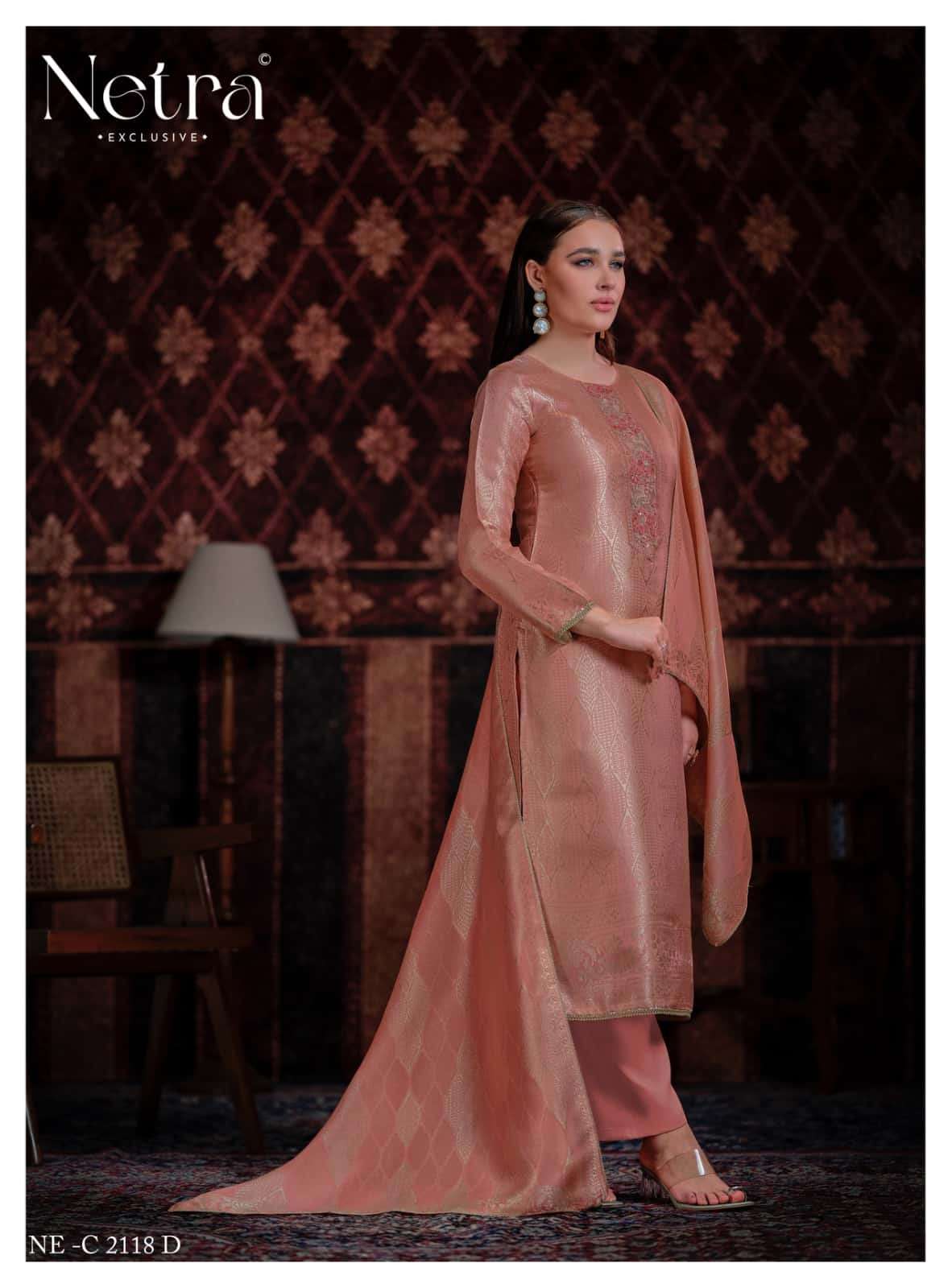 Aliya Netra Bemberg Silk Pant Style Suits Exporter