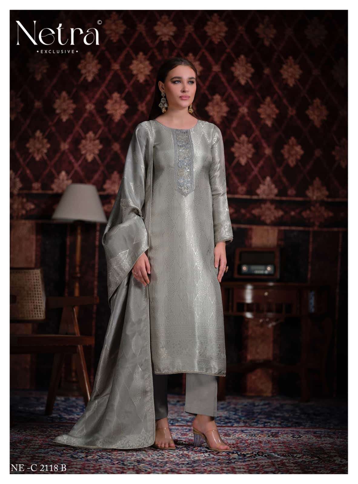Aliya Netra Bemberg Silk Pant Style Suits Exporter
