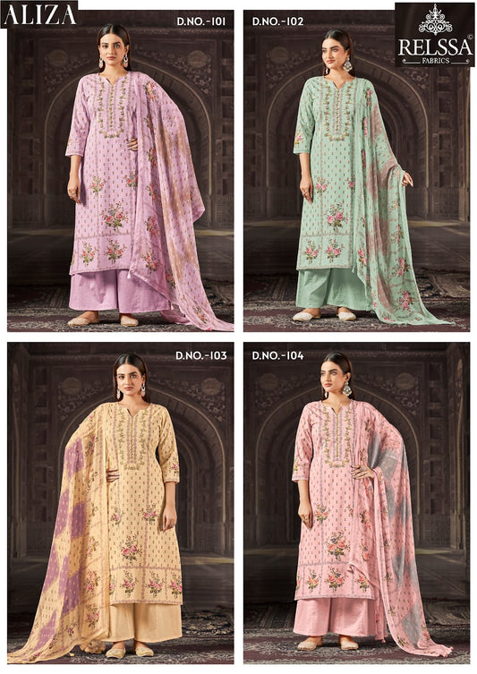Aliza Relssa Fabrics Cotton Lawn Plazzo Style Suits Wholesale Price