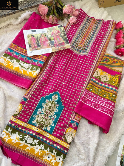 Aliza Vol 1 Embroidery Collection Aaliz Prints Cotton Karachi Salwar Suits Supplier India